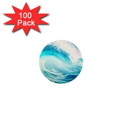 Tsunami Waves Ocean Sea Nautical Nature Water Nature 1  Mini Buttons (100 Pack)  by Ravend