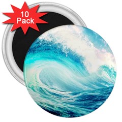 Tsunami Waves Ocean Sea Nautical Nature Water Nature 3  Magnets (10 Pack)  by Ravend