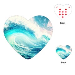 Tsunami Waves Ocean Sea Nautical Nature Water Nature Playing Cards Single Design (heart)