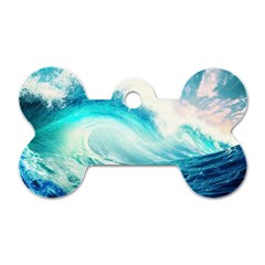 Tsunami Waves Ocean Sea Nautical Nature Water Nature Dog Tag Bone (two Sides) by Ravend