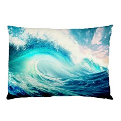 Tsunami Waves Ocean Sea Nautical Nature Water Nature Pillow Case by Ravend