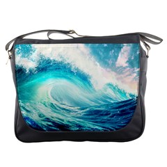 Tsunami Waves Ocean Sea Nautical Nature Water Nature Messenger Bag by Ravend