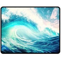 Tsunami Waves Ocean Sea Nautical Nature Water Nature Fleece Blanket (medium) by Ravend