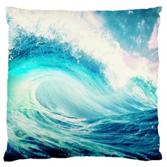 Tsunami Waves Ocean Sea Nautical Nature Water Nature Large Premium Plush Fleece Cushion Case (one Side) by Ravend