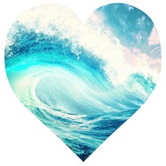 Tsunami Waves Ocean Sea Nautical Nature Water Nature Wooden Puzzle Heart by Ravend