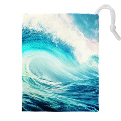 Tsunami Waves Ocean Sea Nautical Nature Water Nature Drawstring Pouch (5xl) by Ravend