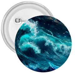 Thunderstorm Tsunami Tidal Wave Ocean Waves Sea 3  Buttons by Ravend