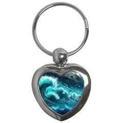 Thunderstorm Tsunami Tidal Wave Ocean Waves Sea Key Chain (heart) by Ravend