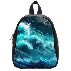 Thunderstorm Tsunami Tidal Wave Ocean Waves Sea School Bag (small) by Ravend