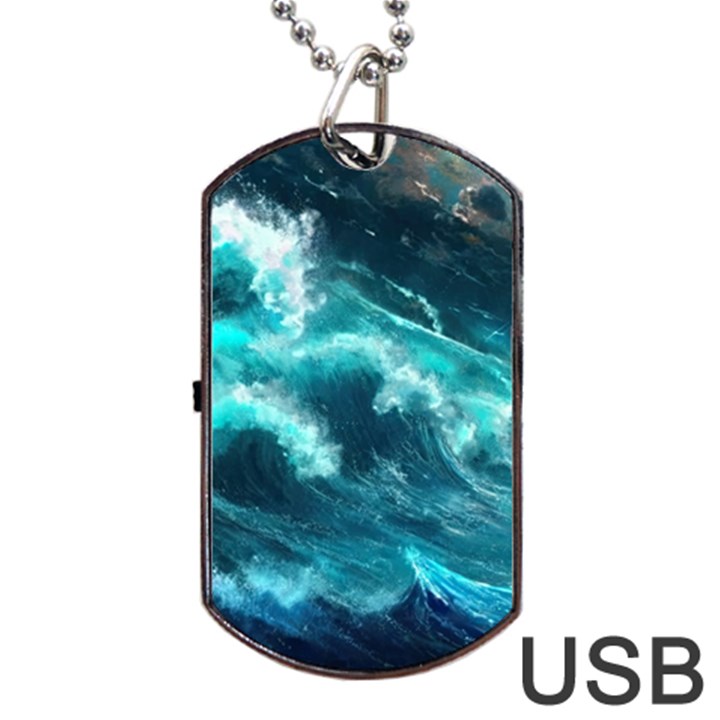 Thunderstorm Tsunami Tidal Wave Ocean Waves Sea Dog Tag USB Flash (Two Sides)