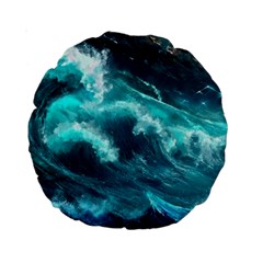 Thunderstorm Tsunami Tidal Wave Ocean Waves Sea Standard 15  Premium Round Cushions by Ravend