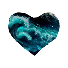 Thunderstorm Tsunami Tidal Wave Ocean Waves Sea Standard 16  Premium Heart Shape Cushions by Ravend