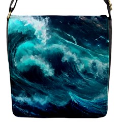 Thunderstorm Tsunami Tidal Wave Ocean Waves Sea Flap Closure Messenger Bag (s) by Ravend