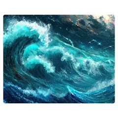 Thunderstorm Tsunami Tidal Wave Ocean Waves Sea Premium Plush Fleece Blanket (medium) by Ravend