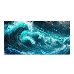 Thunderstorm Tsunami Tidal Wave Ocean Waves Sea Satin Wrap 35  X 70  by Ravend