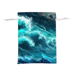 Thunderstorm Tsunami Tidal Wave Ocean Waves Sea Lightweight Drawstring Pouch (m) by Ravend