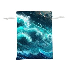 Thunderstorm Tsunami Tidal Wave Ocean Waves Sea Lightweight Drawstring Pouch (l) by Ravend