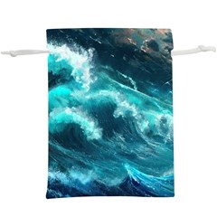 Thunderstorm Tsunami Tidal Wave Ocean Waves Sea Lightweight Drawstring Pouch (xl) by Ravend