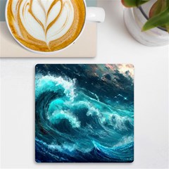 Thunderstorm Tsunami Tidal Wave Ocean Waves Sea Uv Print Square Tile Coaster  by Ravend