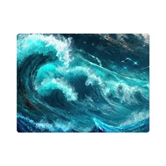 Thunderstorm Tsunami Tidal Wave Ocean Waves Sea One Side Premium Plush Fleece Blanket (mini) by Ravend