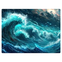 Thunderstorm Tsunami Tidal Wave Ocean Waves Sea One Side Premium Plush Fleece Blanket (extra Small) by Ravend