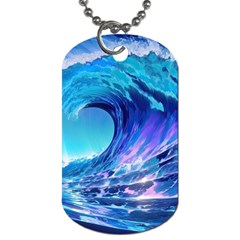 Tsunami Tidal Wave Ocean Waves Sea Nature Water Blue Dog Tag (one Side) by Ravend