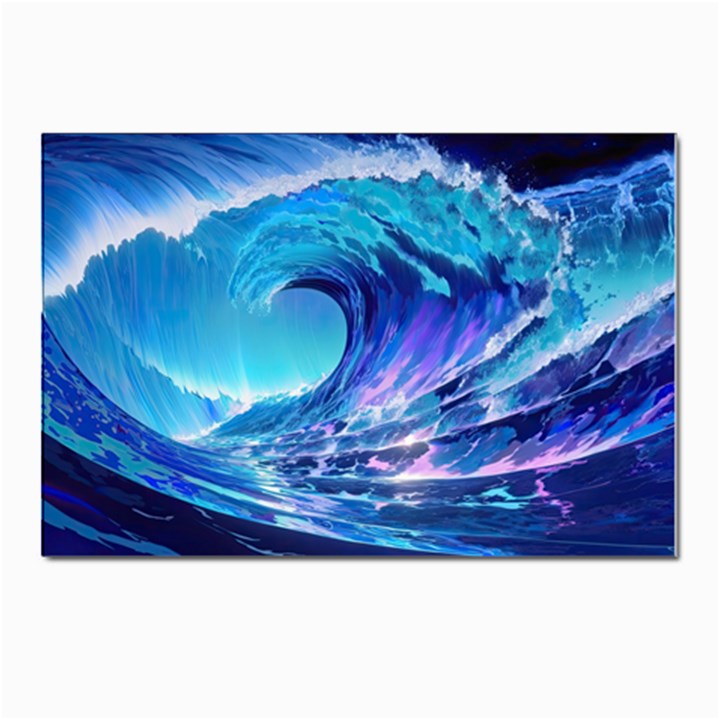 Tsunami Tidal Wave Ocean Waves Sea Nature Water Blue Postcards 5  x 7  (Pkg of 10)