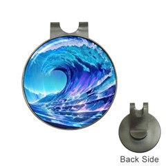 Tsunami Tidal Wave Ocean Waves Sea Nature Water Blue Hat Clips With Golf Markers by Ravend