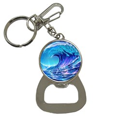 Tsunami Tidal Wave Ocean Waves Sea Nature Water Blue Bottle Opener Key Chain by Ravend