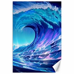 Tsunami Tidal Wave Ocean Waves Sea Nature Water Blue Canvas 12  X 18  by Ravend