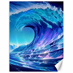 Tsunami Tidal Wave Ocean Waves Sea Nature Water Blue Canvas 18  X 24  by Ravend