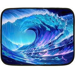 Tsunami Tidal Wave Ocean Waves Sea Nature Water Blue One Side Fleece Blanket (mini) by Ravend