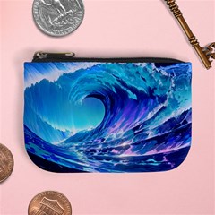 Tsunami Tidal Wave Ocean Waves Sea Nature Water Blue Mini Coin Purse by Ravend