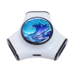 Tsunami Tidal Wave Ocean Waves Sea Nature Water Blue 3-port Usb Hub by Ravend