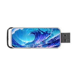 Tsunami Tidal Wave Ocean Waves Sea Nature Water Blue Portable Usb Flash (one Side) by Ravend