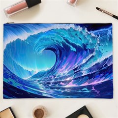 Tsunami Tidal Wave Ocean Waves Sea Nature Water Blue Cosmetic Bag (xxl) by Ravend