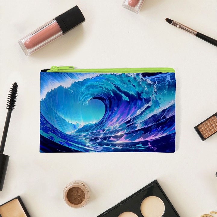 Tsunami Tidal Wave Ocean Waves Sea Nature Water Blue Cosmetic Bag (XS)