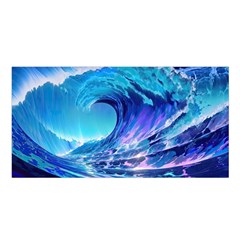 Tsunami Tidal Wave Ocean Waves Sea Nature Water Blue Satin Shawl 45  X 80  by Ravend