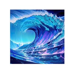 Tsunami Tidal Wave Ocean Waves Sea Nature Water Blue Square Satin Scarf (30  X 30 ) by Ravend