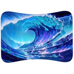 Tsunami Tidal Wave Ocean Waves Sea Nature Water Blue Velour Seat Head Rest Cushion by Ravend