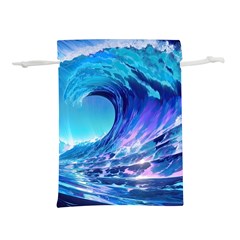 Tsunami Tidal Wave Ocean Waves Sea Nature Water Blue Lightweight Drawstring Pouch (l) by Ravend