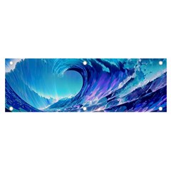 Tsunami Tidal Wave Ocean Waves Sea Nature Water Blue Banner And Sign 6  X 2  by Ravend