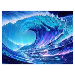 Tsunami Tidal Wave Ocean Waves Sea Nature Water Blue One Side Premium Plush Fleece Blanket (extra Small)