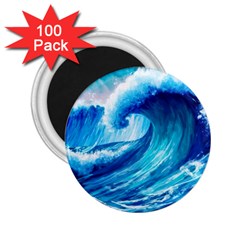 Tsunami Tidal Wave Ocean Waves Sea Nature Water Blue Painting 2 25  Magnets (100 Pack)  by Ravend