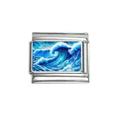 Tsunami Tidal Wave Ocean Waves Sea Nature Water Blue Painting Italian Charm (9mm) by Ravend