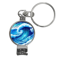 Tsunami Tidal Wave Ocean Waves Sea Nature Water Blue Painting Nail Clippers Key Chain by Ravend