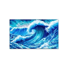 Tsunami Tidal Wave Ocean Waves Sea Nature Water Blue Painting Sticker (rectangular) by Ravend