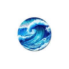 Tsunami Tidal Wave Ocean Waves Sea Nature Water Blue Painting Golf Ball Marker by Ravend