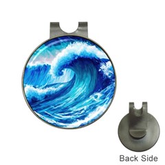 Tsunami Tidal Wave Ocean Waves Sea Nature Water Blue Painting Hat Clips With Golf Markers by Ravend