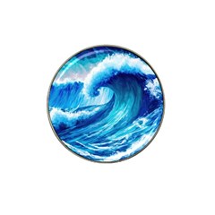 Tsunami Tidal Wave Ocean Waves Sea Nature Water Blue Painting Hat Clip Ball Marker by Ravend